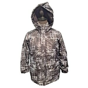 Columbia Interchange Youth 3-in-1 Coat Size Medium Black Gray Geometric Design